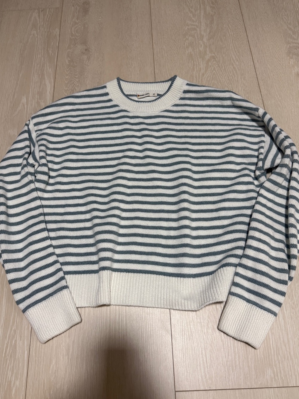 Marine Layer Cream and Sage Striped Crewneck Sweater - Picture 4 of 9
